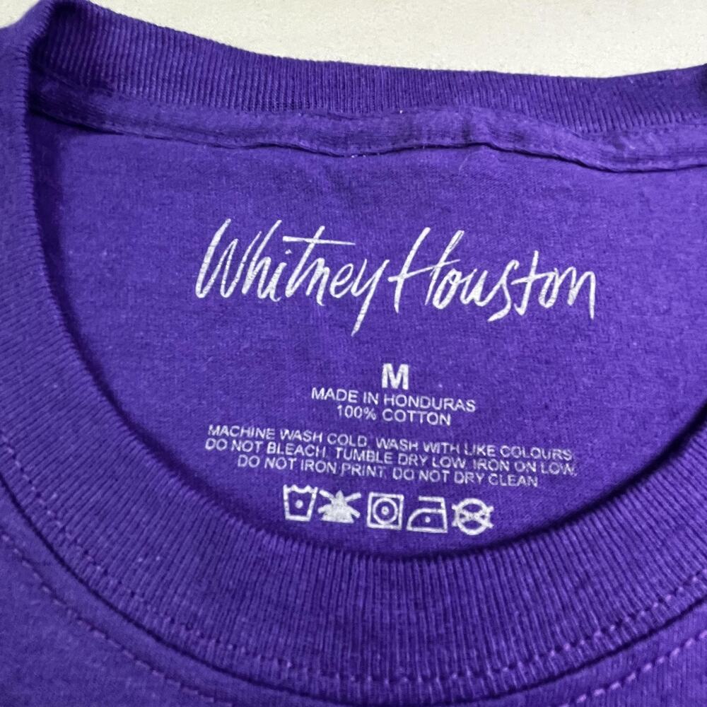 Whitney Houston Shirt Mens Medium Purple Photo Graphic Music Pop Tee T-Shirt - Picture 3 of 4